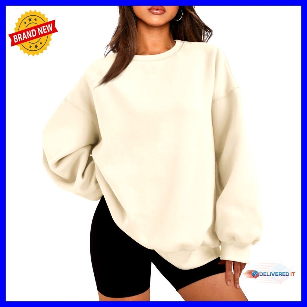 Oversized Fleece Crewneck Sweatshirt Women's Loose Fit Casual Winter Top
